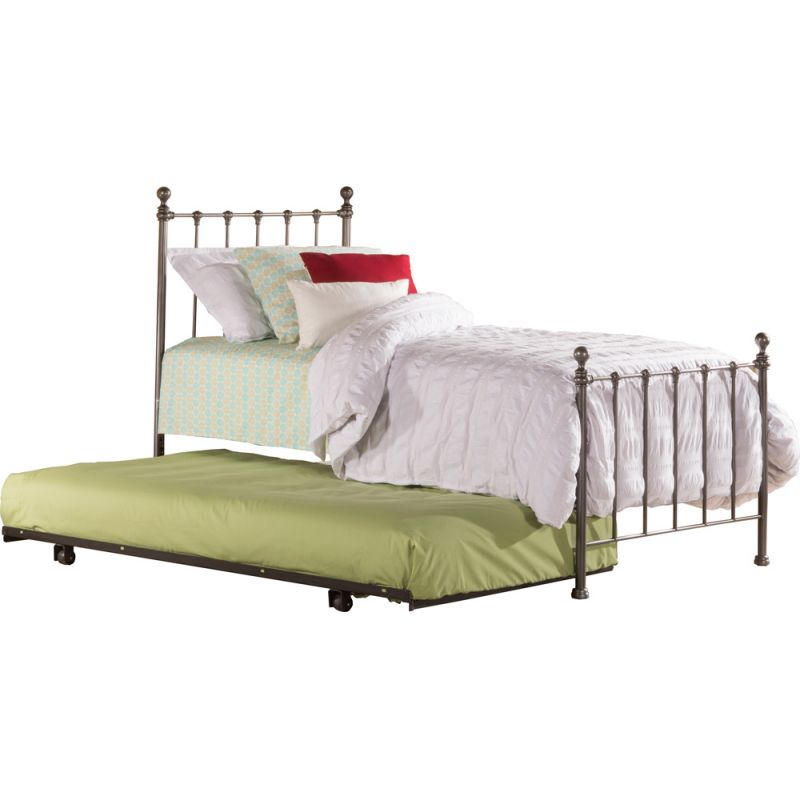 Hillsdale Furniture - Molly Twin Metal Bed with Suspension Deck and Roll Out Trundle, Black Steel - 1944TBDT