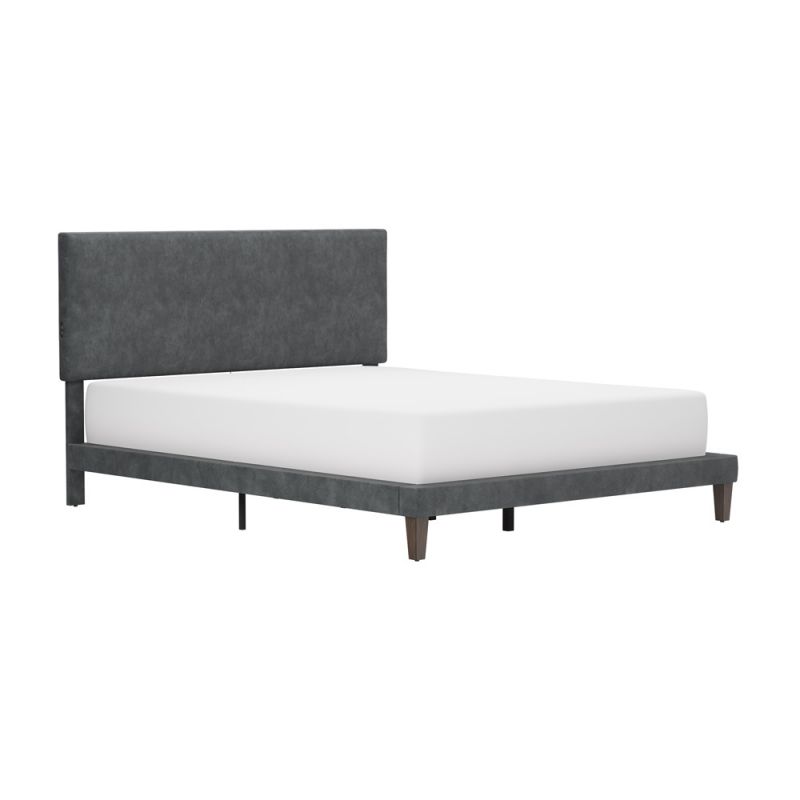 Hillsdale Furniture - Muellen Upholstered Platform Queen Bed with 2 Dual USB Ports, Graphite Gray Vinyl - 2747-500
