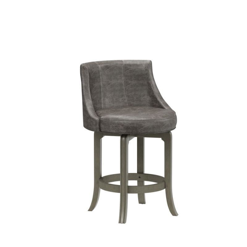 Hillsdale Furniture - Napa Valley Wood Counter Height Swivel Stool, Aged Gray with Charcoal Faux Leather - 5317-826