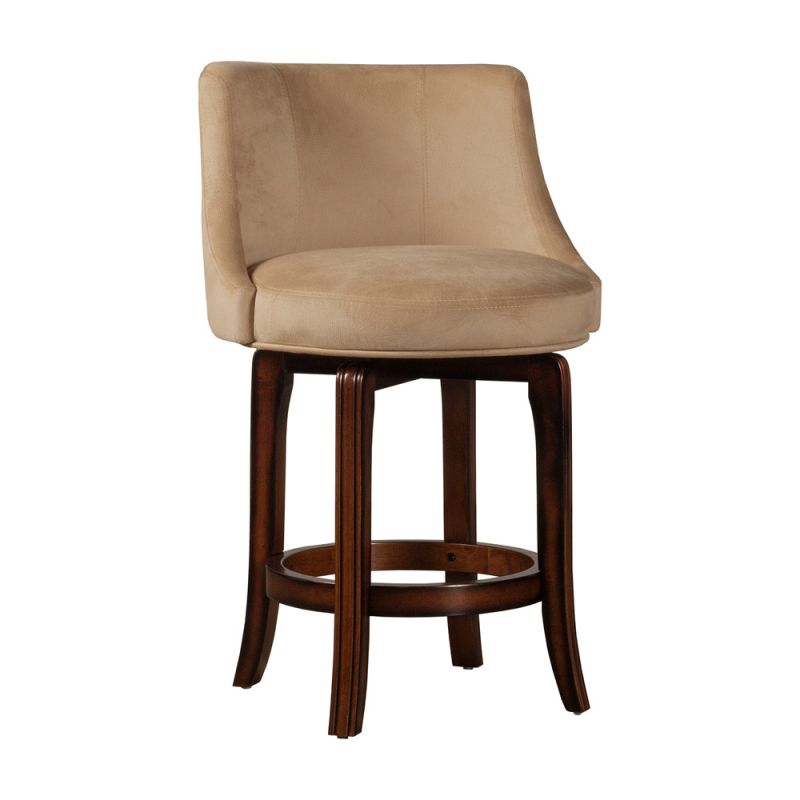 Hillsdale Furniture - Napa Valley Wood Counter Height Swivel Stool, Dark Brown Cherry with Textured Khaki Fabric - 4294-828I