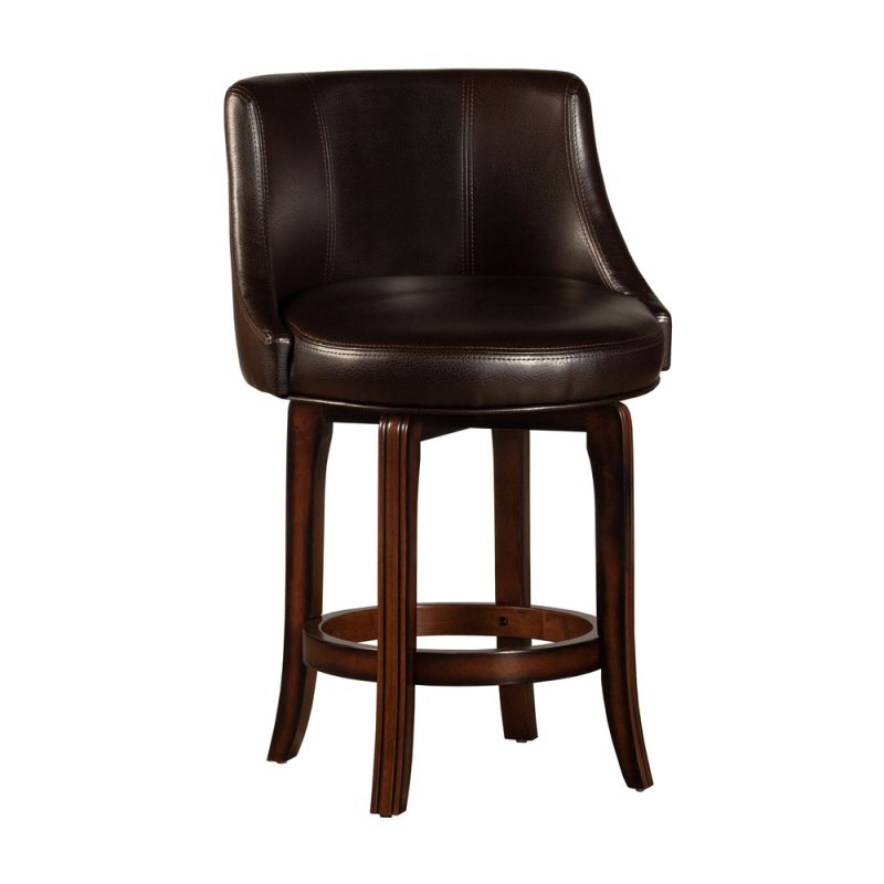 Hillsdale Furniture - Napa Valley Wood Counter Height Swivel Stool, Dark Brown Cherry with Dark Brown Faux Leather - 4294-827I