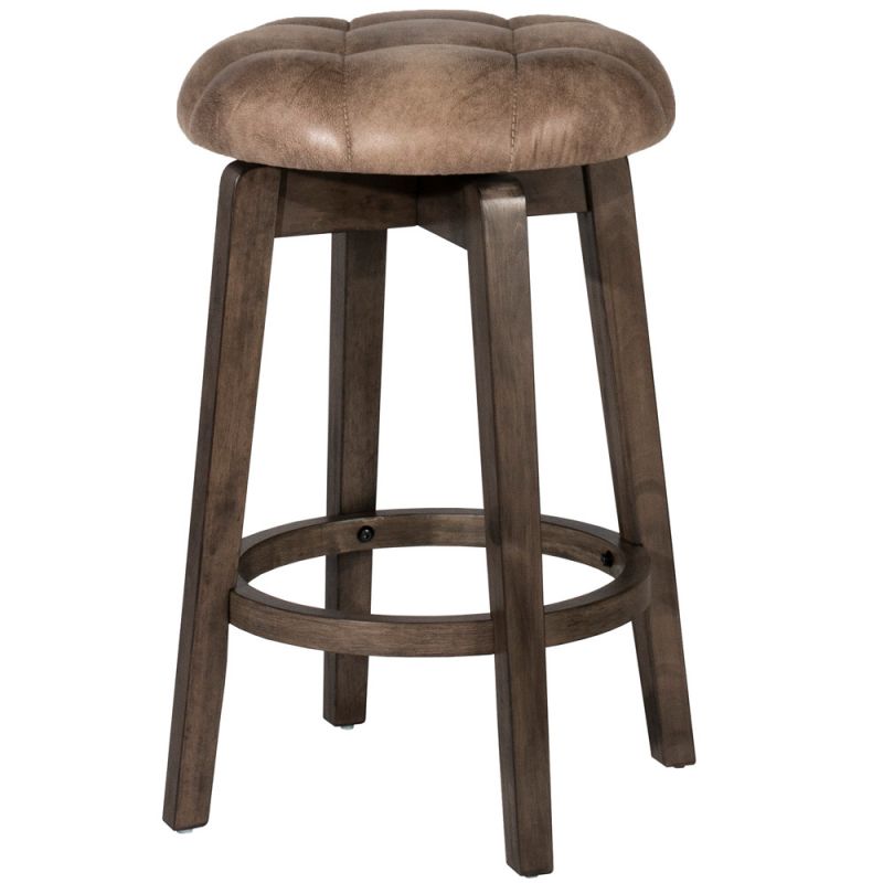 Hillsdale Furniture - Odette Wood Backless Counter Height Swivel Stool, Rustic Gray - 4359-826