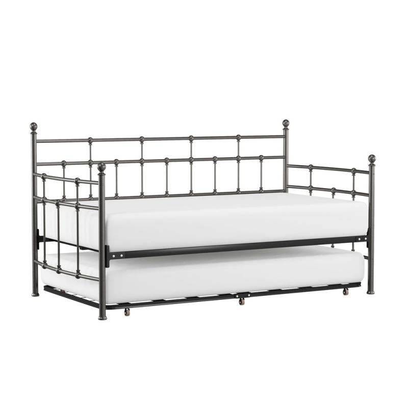 Hillsdale Furniture - Providence Metal Twin Daybed with Roll Out Trundle, Aged Pewter - 2737DBLHTR