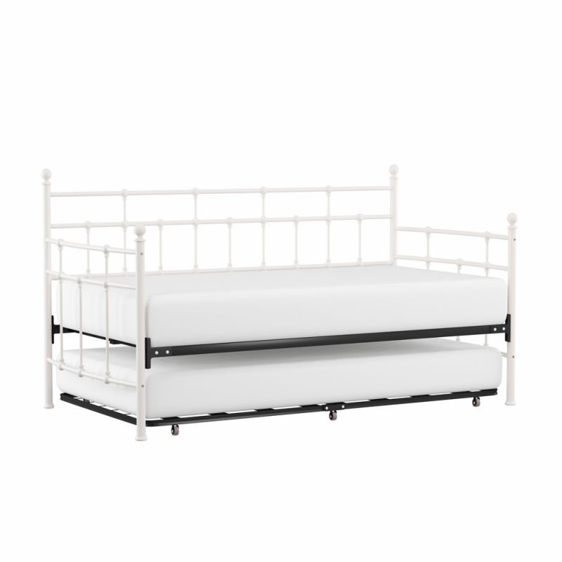 Hillsdale Furniture - Providence Metal Twin Daybed with Roll Out Trundle, Soft White - 2736DBLHTR