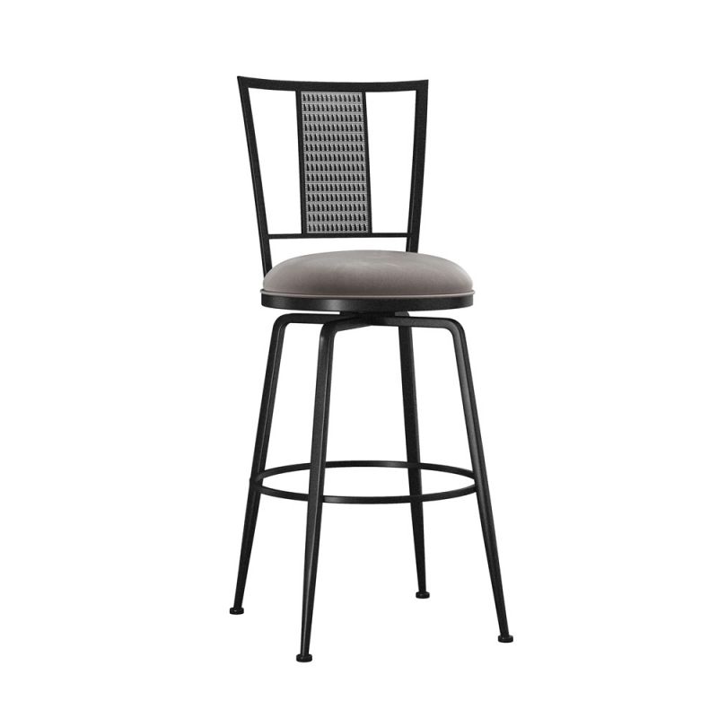 Hillsdale Furniture - Queensridge Metal Swivel Bar Height Stool, Black with Silver - 5341-830