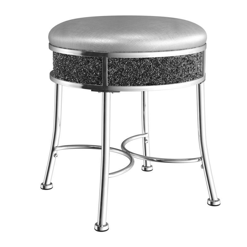 Hillsdale Furniture - Roma Backless Faux Diamond Cluster Vanity Stool, Chrome - 51090