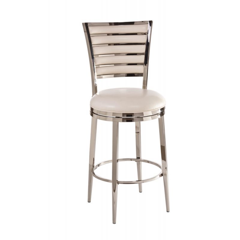 Hillsdale Furniture - Rouen Metal Counter Height Swivel Stool, Shiny Nickel with Ivory PU - 5319-827