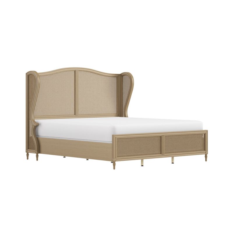 Hillsdale Furniture - Sausalito King Wood Cane Bed, Medium Taupe - 2409BKR