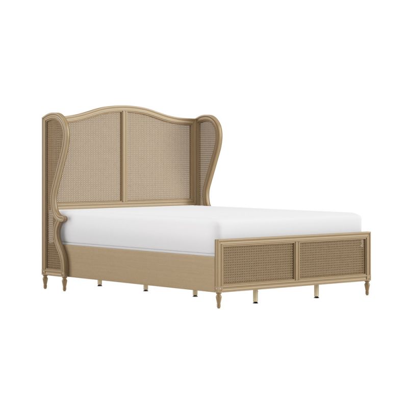 Hillsdale Furniture - Sausalito Queen Wood Cane Bed, Medium Taupe - 2409BQR