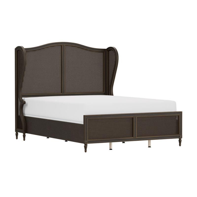 Hillsdale Furniture - Sausalito Wood and Cane Queen Bed, Oiled Bronze - 2723BQR
