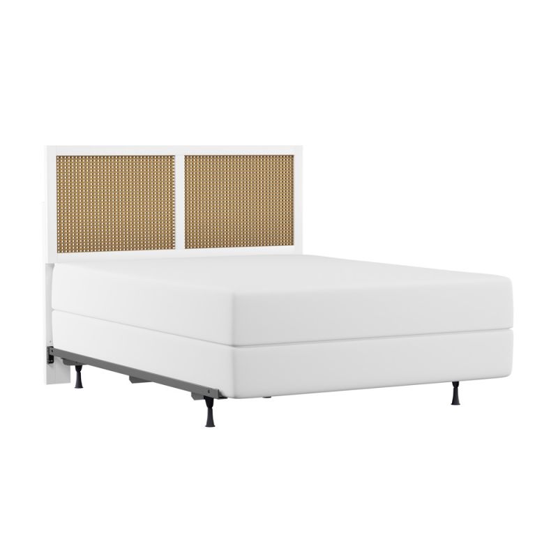 Hillsdale Furniture - Serena Wood and Cane Panel Full/Queen Headboard with Frame, White - 2753HFQR