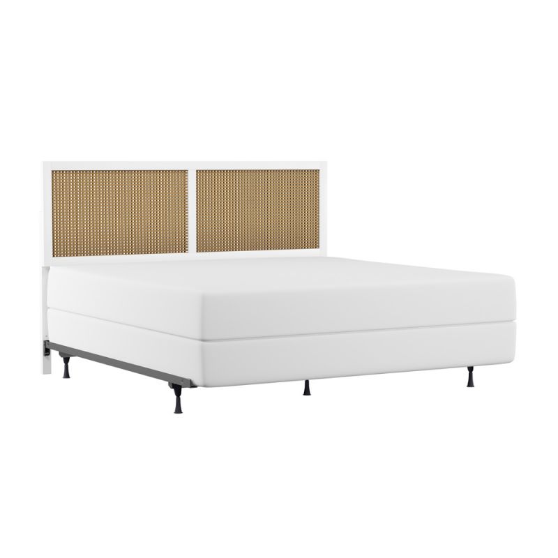Hillsdale Furniture - Serena Wood and Cane Panel King Headboard with Frame, White - 2753HKR