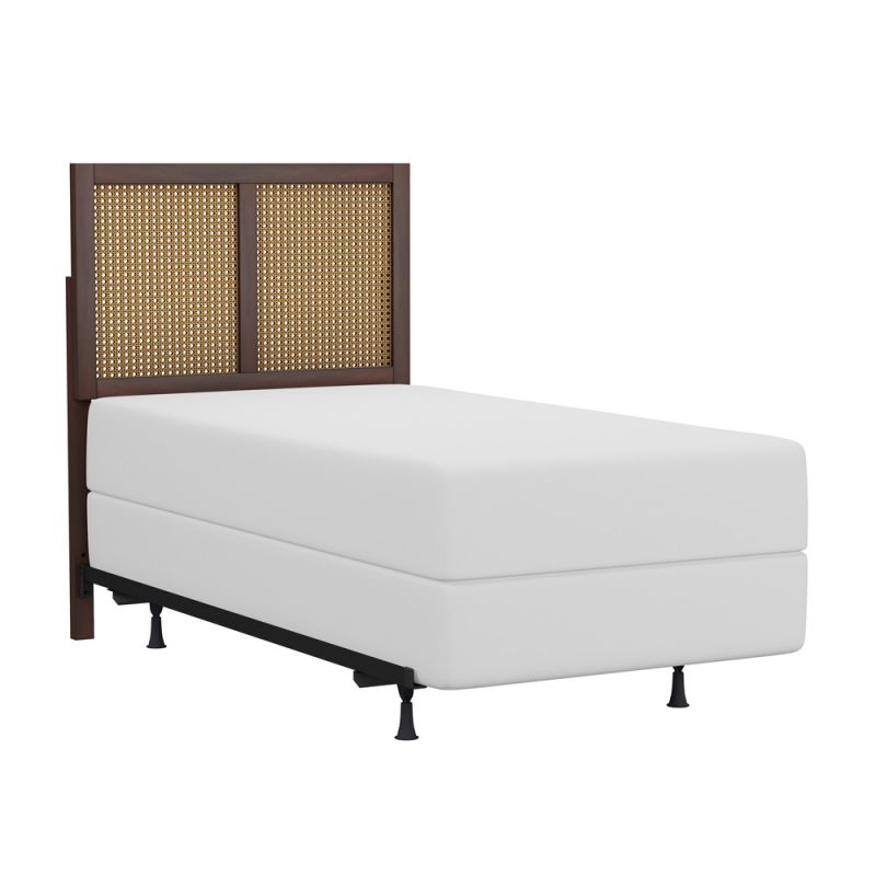 Hillsdale Furniture - Serena Wood and Cane Panel Twin Headboard with Frame, Chocolate - 2754HTWR