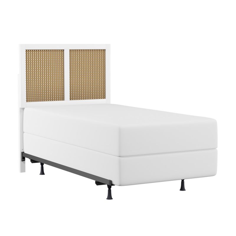 Hillsdale Furniture - Serena Wood and Cane Panel Twin Headboard with Frame, White - 2753HTWR