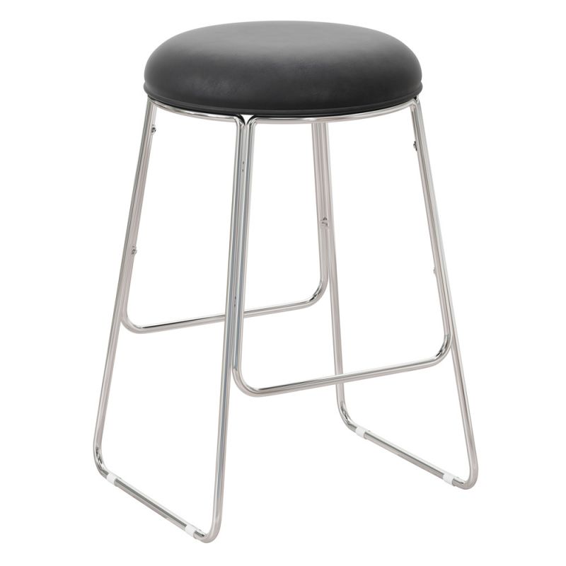 Hillsdale Furniture - Southlake Backless Metal Counter Height Stool, Chrome with Black Vinyl - 5096-827