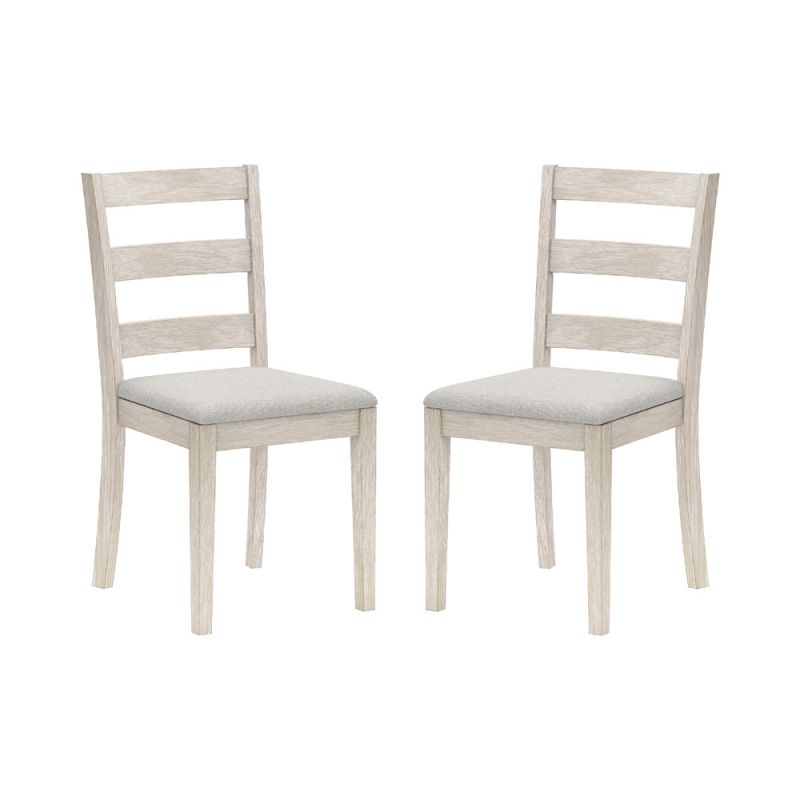Hillsdale Furniture - Spencer Wood Ladder Back Dining Chair, Set of 2, White Wire Brush - 5308-801