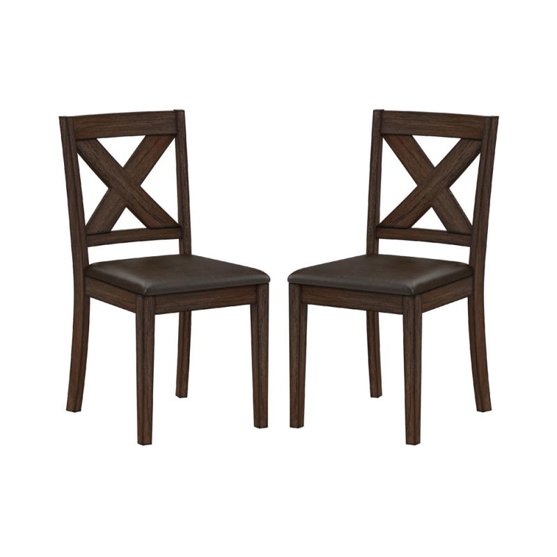Hillsdale Furniture - Spencer Wood X-Back Dining Chair, Set of 2, Dark Espresso Wire Brush - 5309-801