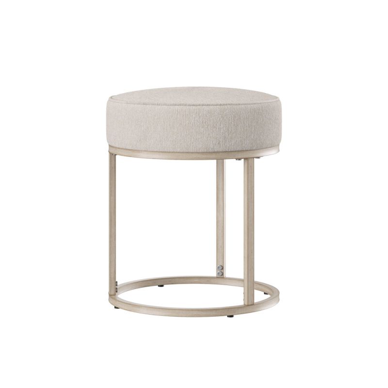 Hillsdale Furniture - Swanson Backless Upholstered and Metal Vanity Stool, Distressed White - 51024A