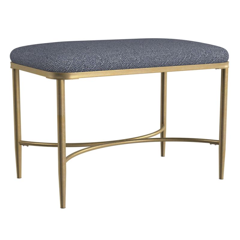 Hillsdale Furniture - Wimberly Modern Backless Metal Vanity Stool, Gold with Blue Fabric - 51117
