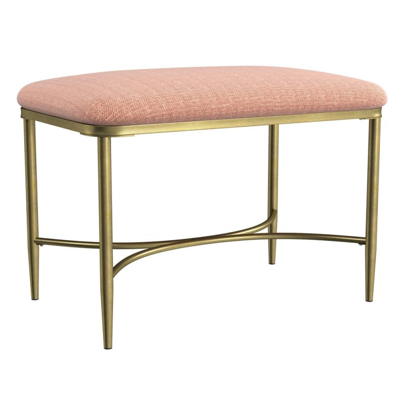 Hillsdale Furniture - Wimberly Modern Backless Metal Vanity Stool, Gold with Coral Fabric - 51116