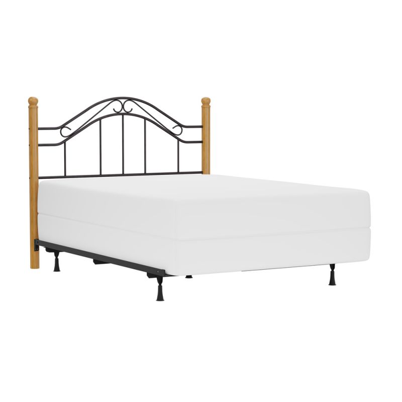 Hillsdale Furniture - Winsloh Full/Queen Metal Headboard with Frame and Oak Wood Posts, Black - 164HFQR