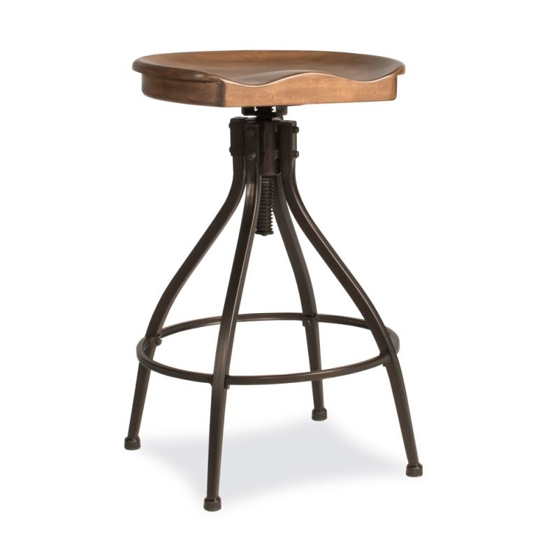 Hillsdale Furniture - Worland Metal Backless Adjustable Height Stool, Brown Metal with Walnut Finished Wood - 4734-830