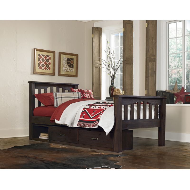 Highlands Harper Twin Bed With Storage, Espresso Twin Bed Frame With Storage