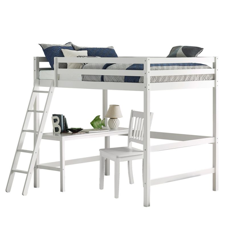 Hillsdale Kids and Teen - Caspian Full Loft Bed with Desk Chair, White - 2179FLC