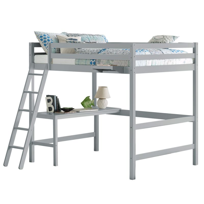 Hillsdale Kids and Teen - Caspian Full Loft Bed with Hanging Nightstand, Gray - 2177FLH