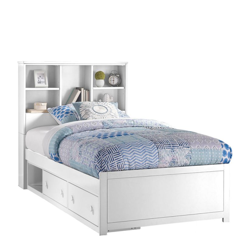 Hillsdale Kids and Teen - Caspian Twin Bookcase Bed with Underbed Storage, White - 2179BTS