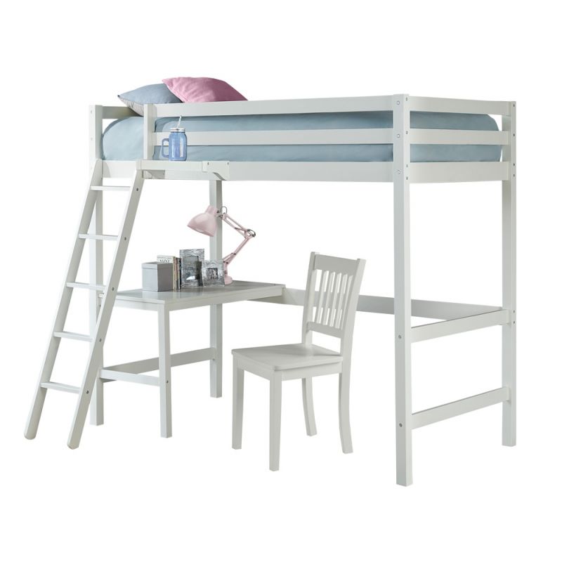 Hillsdale Kids and Teen - Caspian Twin Loft Bed with Desk Chair and Hanging Nightstand, White - 2179-320CH