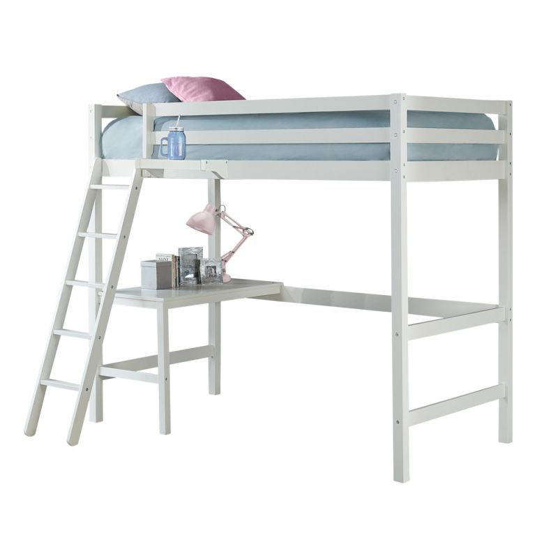 Hillsdale Kids and Teen - Caspian Twin Loft Bed with Hanging Nightstand, White - 2179-320H