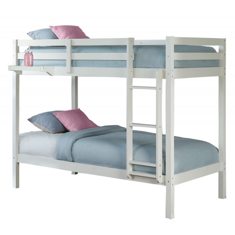 Hillsdale Kids and Teen - Caspian Twin Over Twin Bunk Bed with Hanging Nightstand, White - 2179-021H