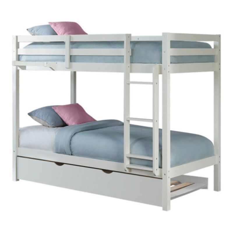 Hillsdale Kids and Teen - Caspian Twin Over Twin Bunk Bed with Trundle, White - 2179TBT
