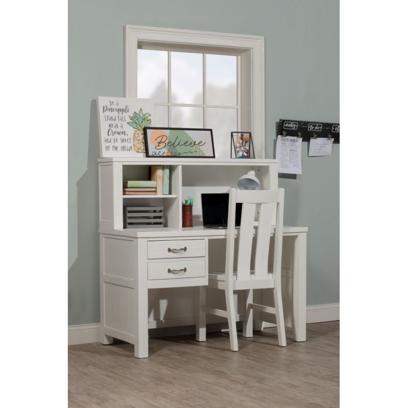 Hillsdale Kids and Teen - Highlands Wood Desk with Hutch and Chair, White - 12540NDHC
