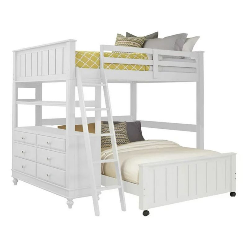 Hillsdale Kids and Teen - Lake House Wood Loft Full Lower Bed, White - 1040NLWBF