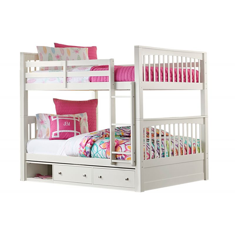 Hillsdale Kids and Teen - Pulse Wood Full Over Full Bunk Bed with Storage, White - 33060NS