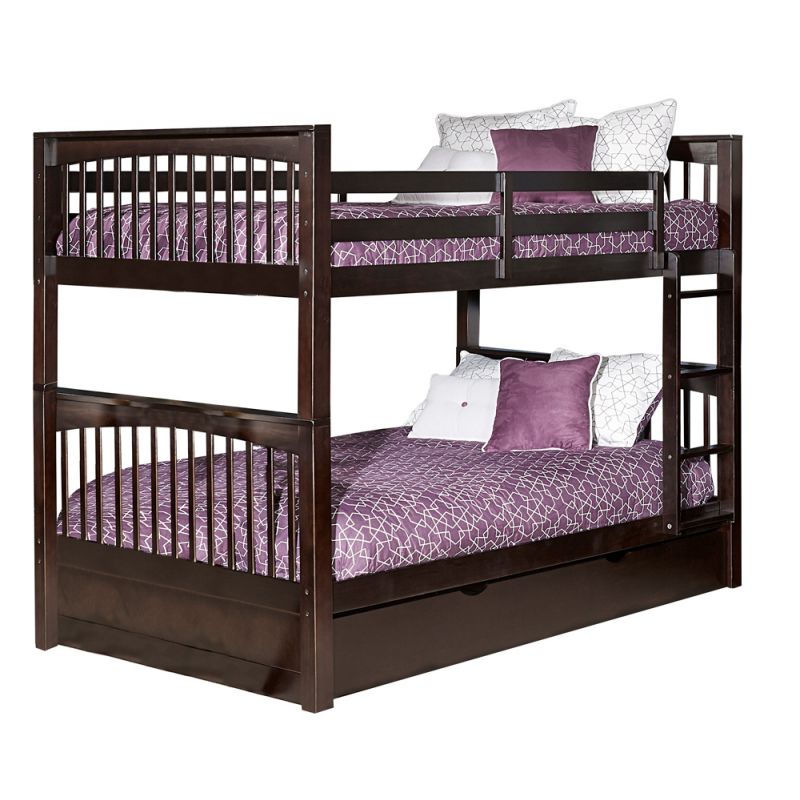 Hillsdale Kids and Teen - Pulse Wood Full Over Full Bunk Bed with Trundle, Chocolate - 32060NT