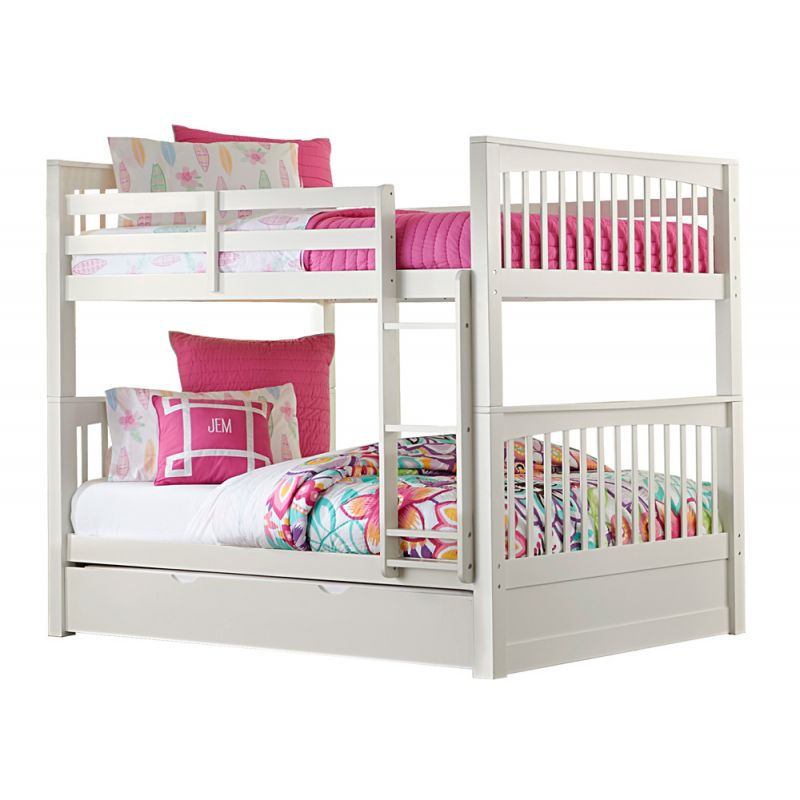 Hillsdale Kids and Teen - Pulse Wood Full Over Full Bunk Bed with Trundle, White - 33060NT
