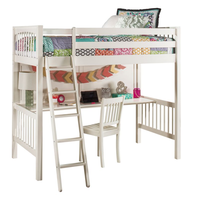 Hillsdale Kids and Teen - Pulse Wood Twin Loft Bed with Chair, White - 33070NC