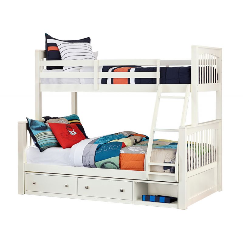 Hillsdale Kids and Teen - Pulse Wood Twin Over Full Bunk Bed with Storage, White - 33050NS