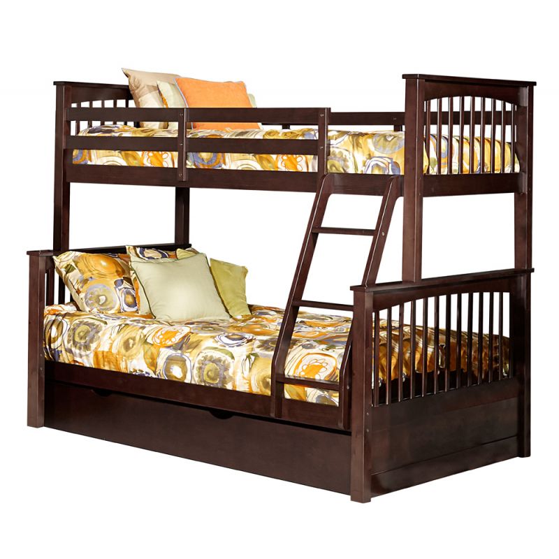 Hillsdale Kids and Teen - Pulse Wood Twin Over Full Bunk Bed with Trundle, Chocolate - 32050NT