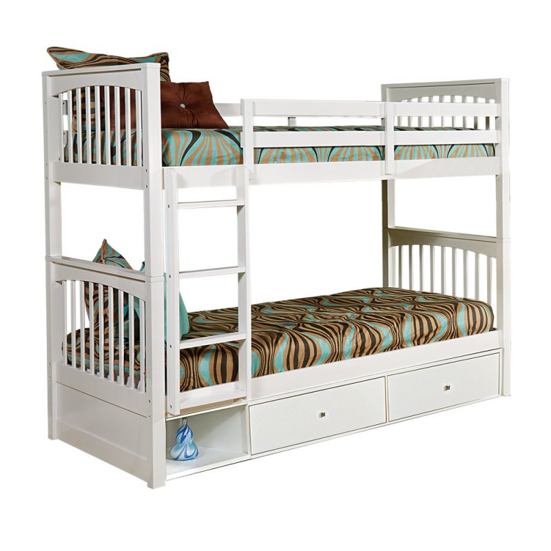 Hillsdale Kids and Teen - Pulse Wood Twin Over Twin Bunk Bed with Storage, White - 33040NS