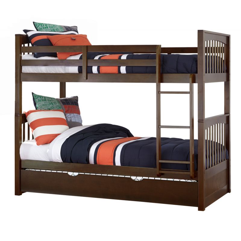 Hillsdale Kids and Teen - Pulse Wood Twin Over Twin Bunk Bed with Trundle, Chocolate - 32040NT