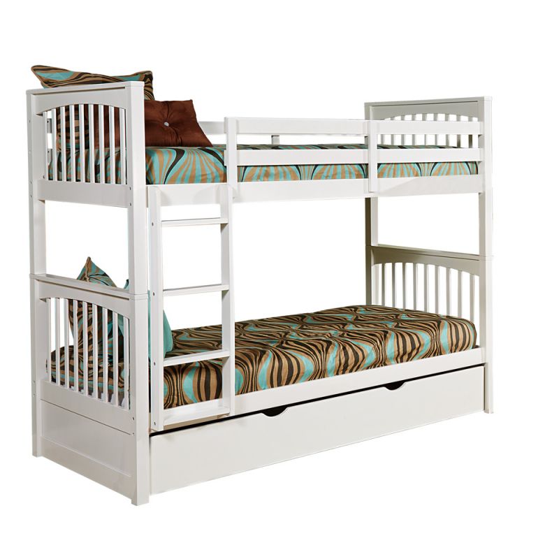 Hillsdale Kids and Teen - Pulse Wood Twin Over Twin Bunk Bed with Trundle, White - 33040NT
