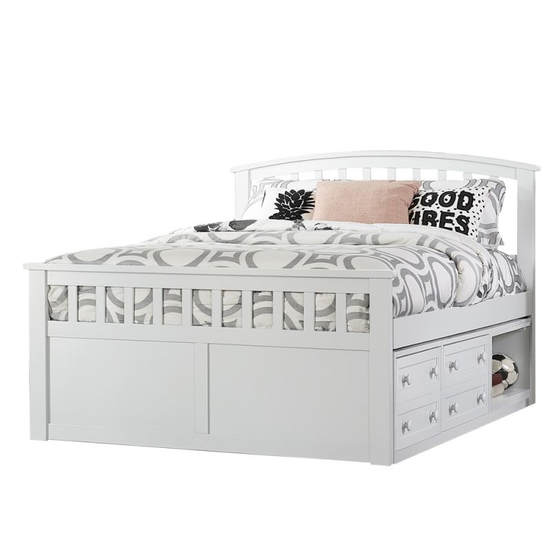 Hillsdale Kids and Teen - Schoolhouse 4.0 Charlie Wood Full Captain's Bed with One Storage Unit, White - 2184CCFB