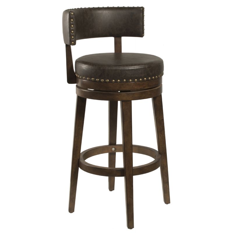 Hillsdale - Lawton Wood Counter Height Swivel Stool, Walnut with Aged Brown Faux Leather - 4839-826P