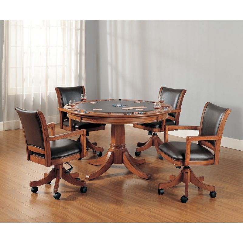 Hilale Park View 5 Piece Game Set, Dining Room Table With Chairs On Wheels