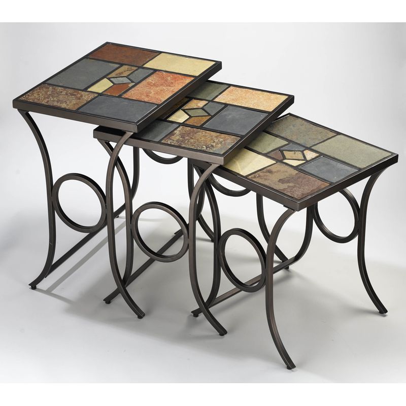 Hillsdale - Pompei Nesting Tables Set Of 3 Tables With Metal / Slate Base - 61713