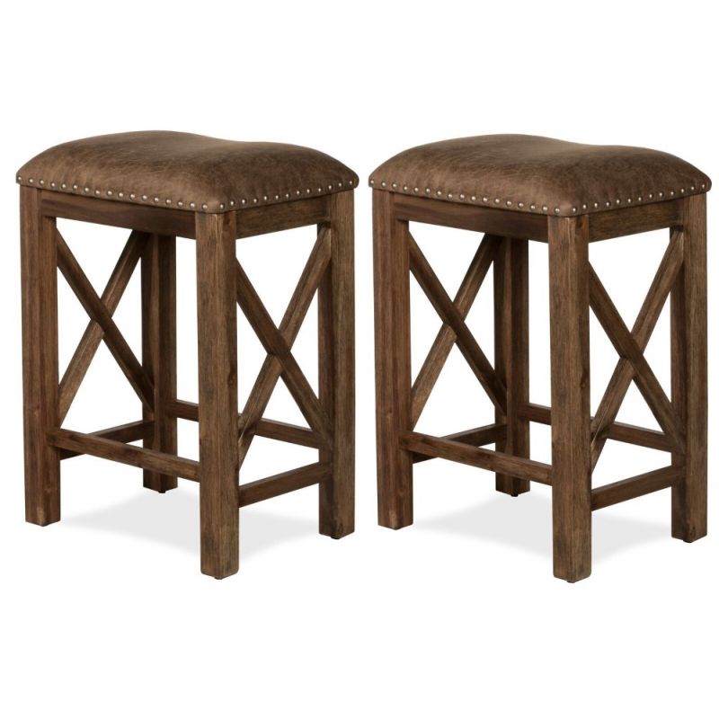 Hillsdale - Willow Bend Non-Swivel Counter Height Stool in Antique Brown Walnut (Set of 2) - 4777-820